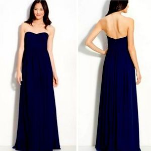 Jenny Yoo Silk Voile Black Strapless Maxi Dress Sz6